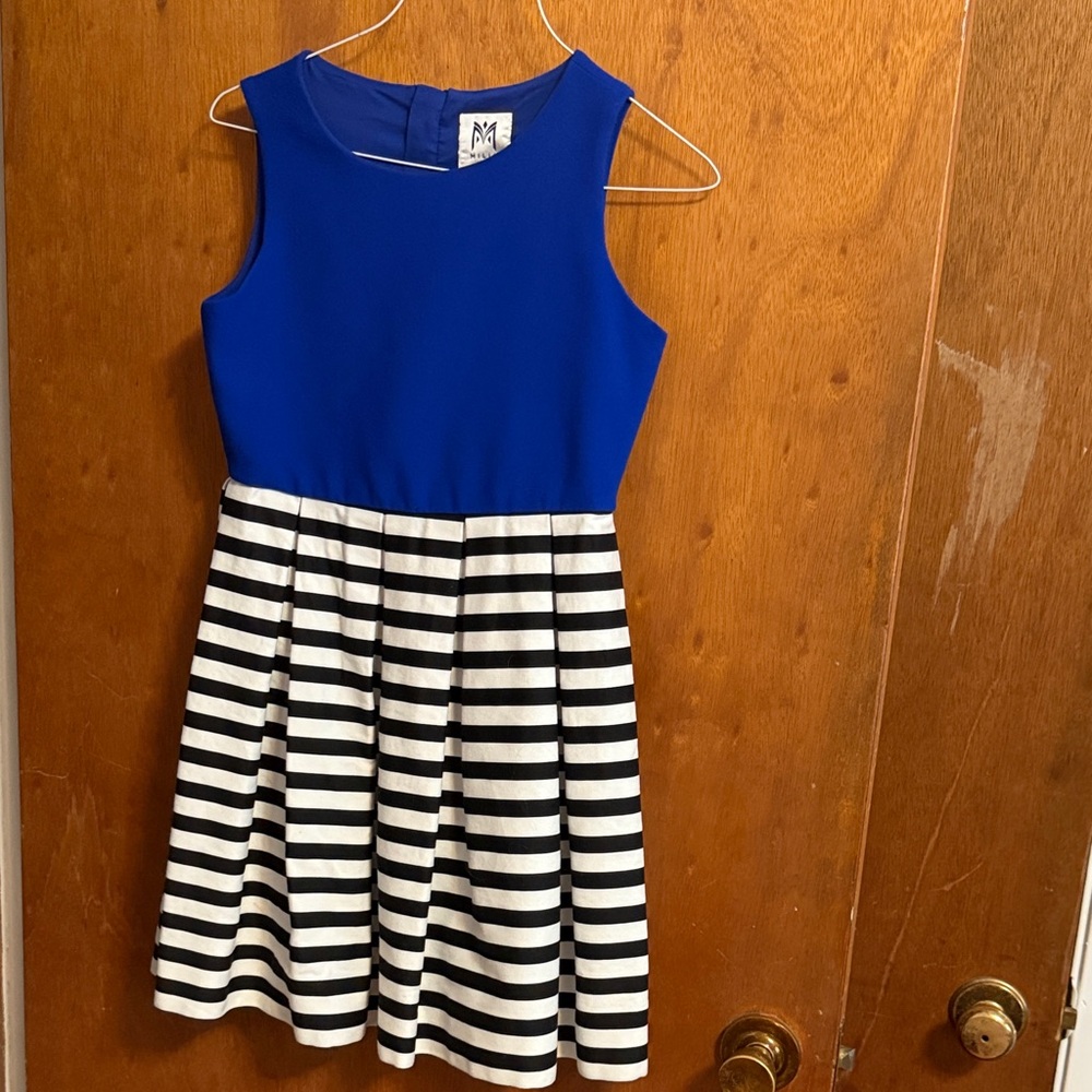Stylish Blue and Black Striped Kids Dress